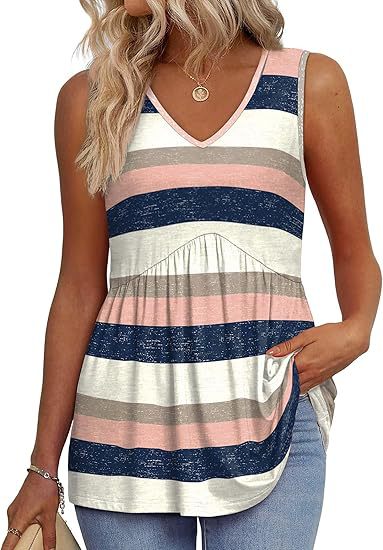 Top for Women | Sleeveless Floral Print V Neck