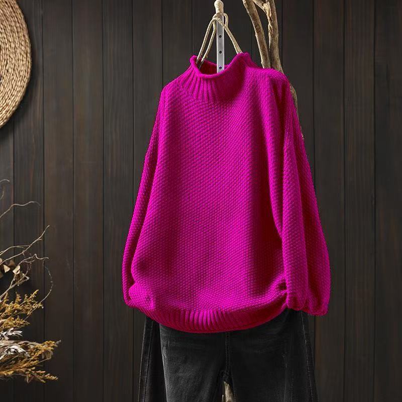 Sweater for Women | Oversized Waffle-Knit Mock Neck