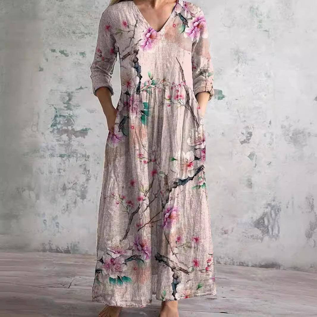 Casual Dress for Women | V Neck Floral Midi Dress