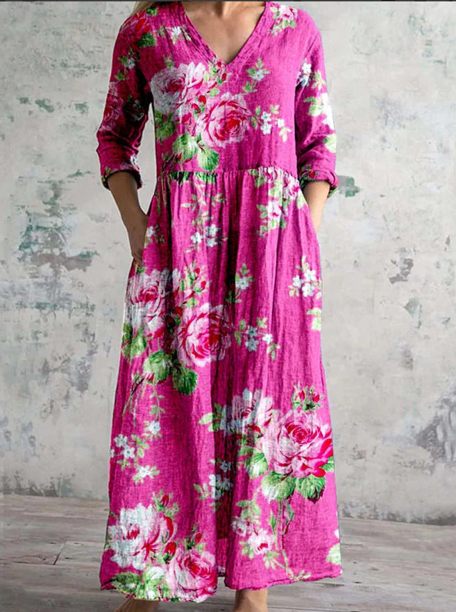 Casual Dress for Women | V Neck Floral Midi Dress