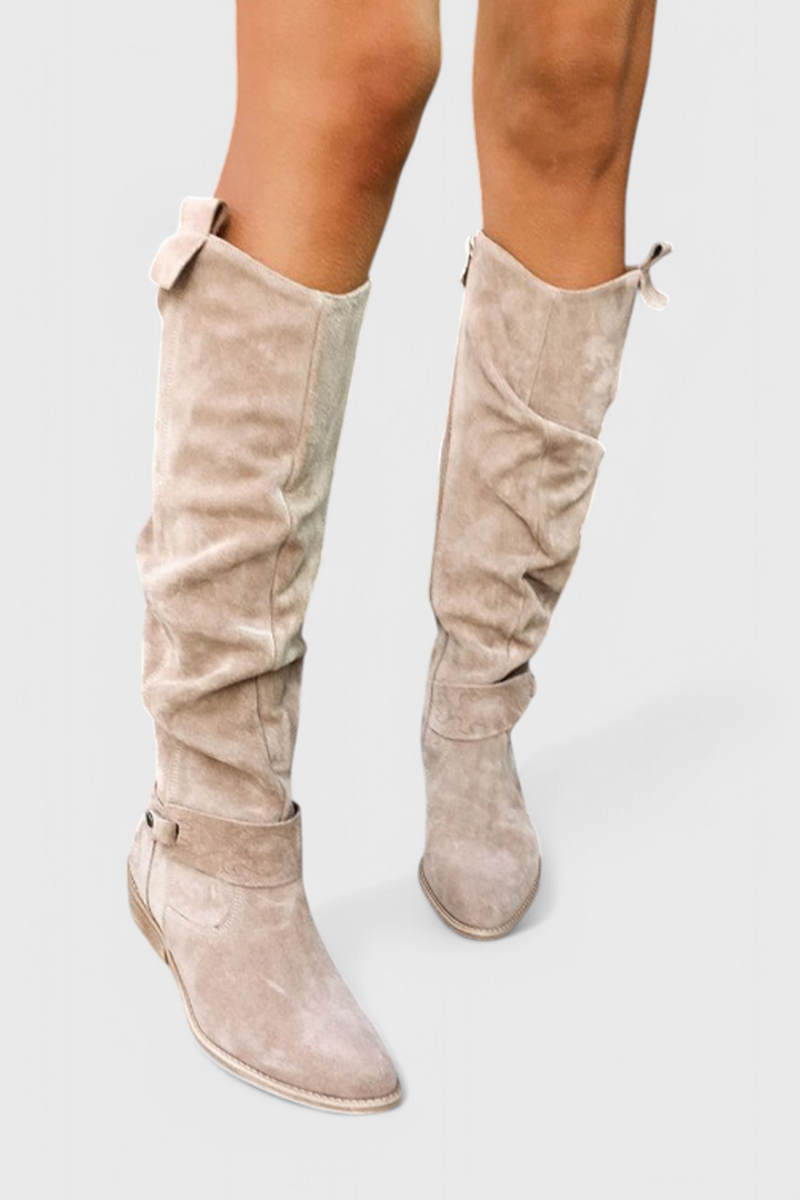 Boots For Women | Knee-High Low Heel Zipper Detail