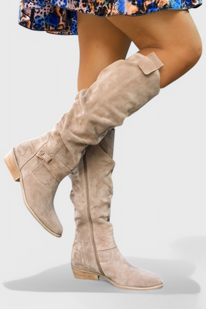 Boots For Women | Knee-High Low Heel Zipper Detail