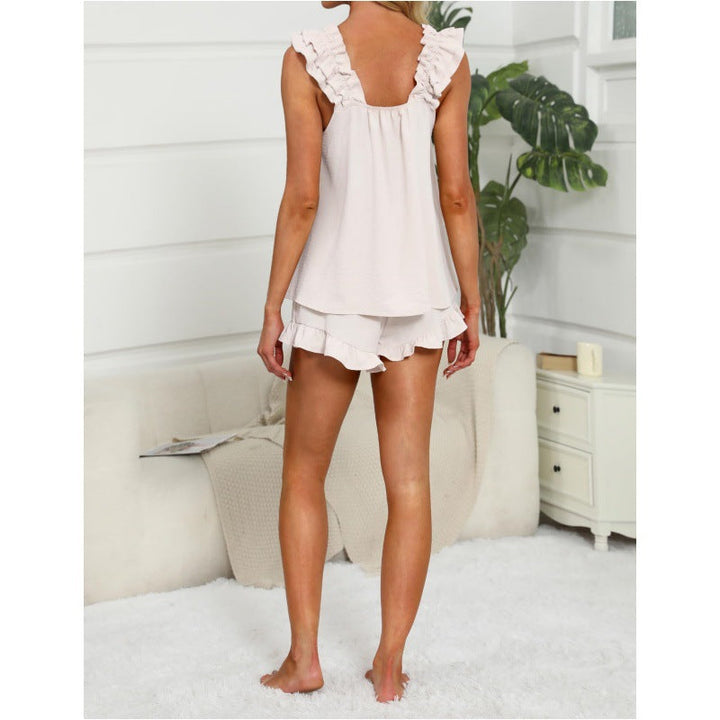 Women's Lounge Set | Ruffle Sleeveless Top and Shorts