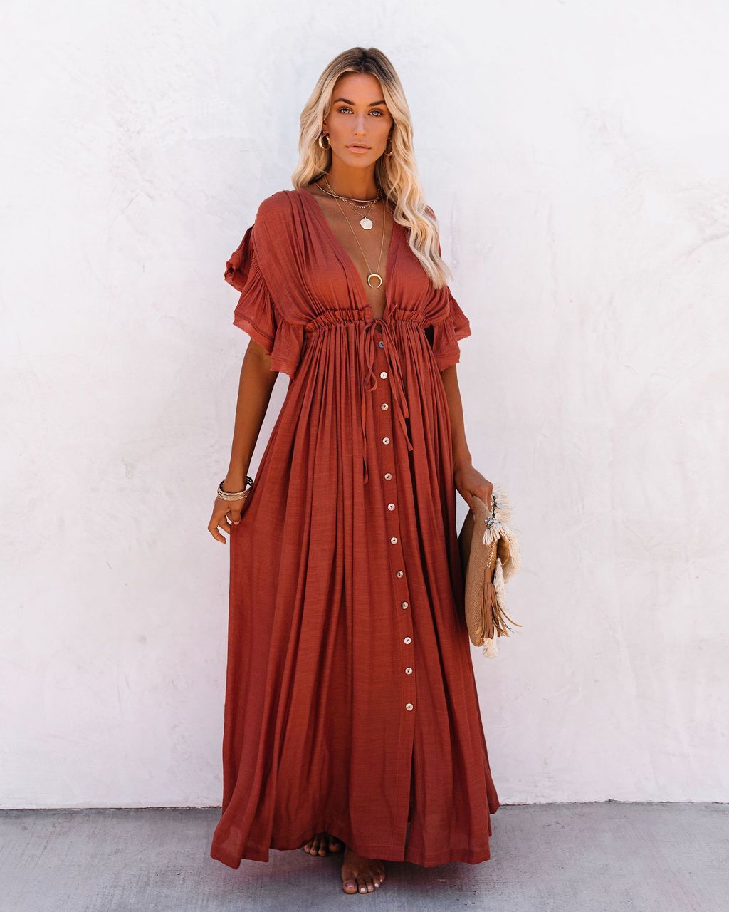 Women's Boho Maxi Dress | Draped Style