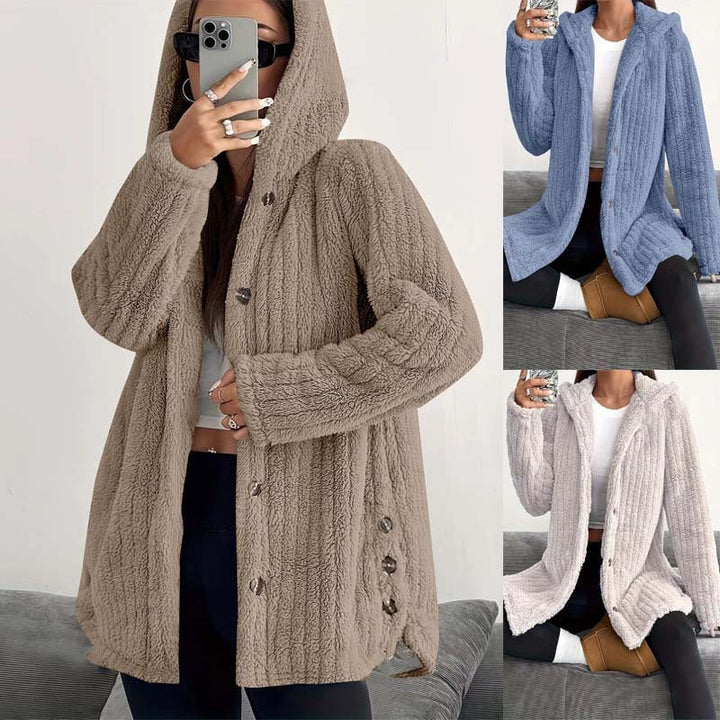 Hooded Cardigan for Women | Cable-knit Texture