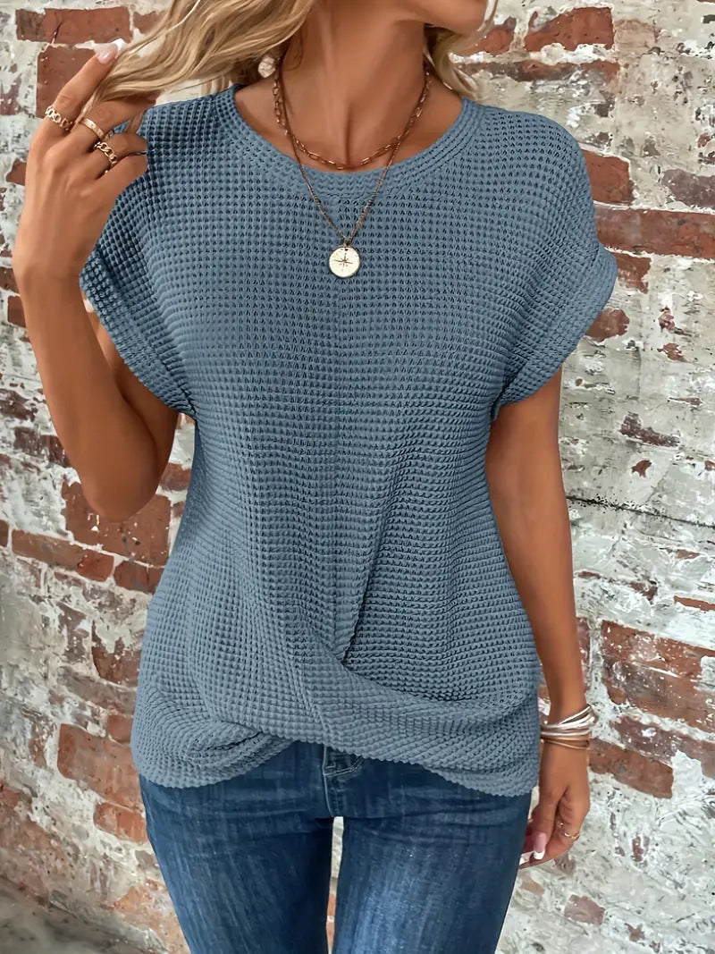 Top For Women | Textured Knit Short Sleeve