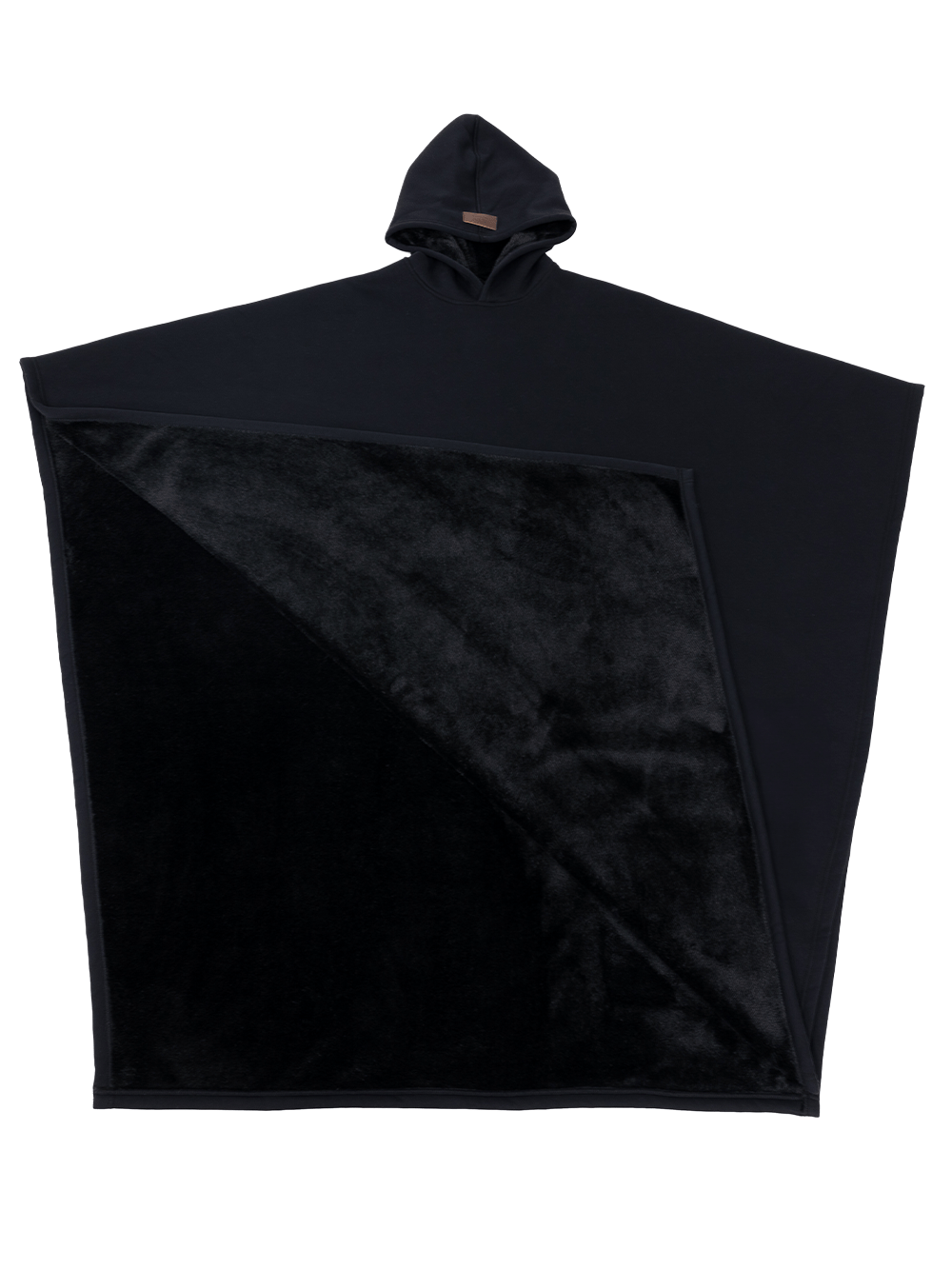 Oversized hooded cloak with plush faux fur lining and wide sleeves