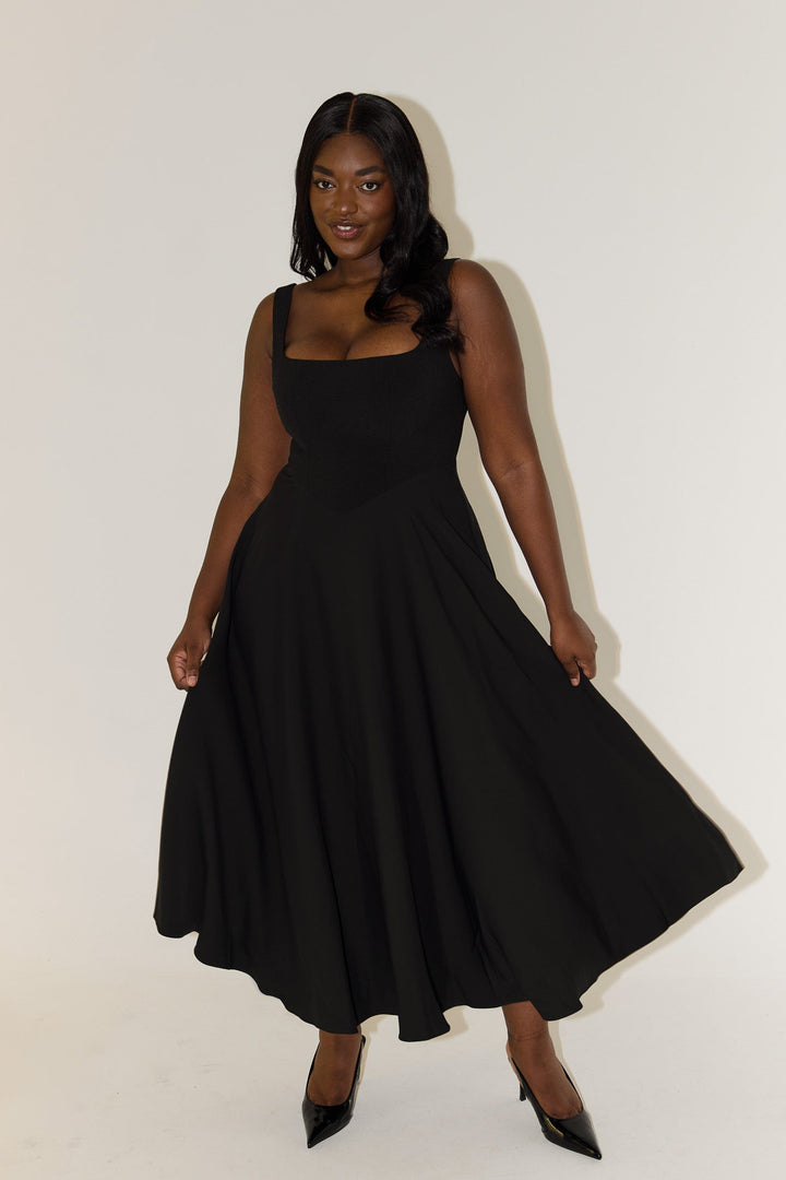 Women's Dress | Sleeveless Midi Square Neckline