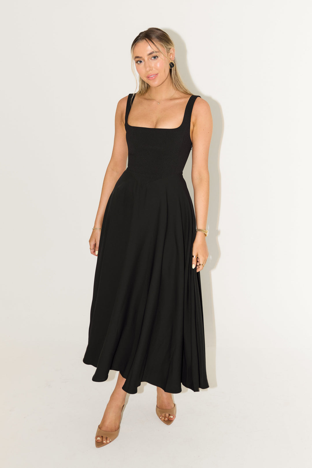 Women's Dress | Sleeveless Midi Square Neckline
