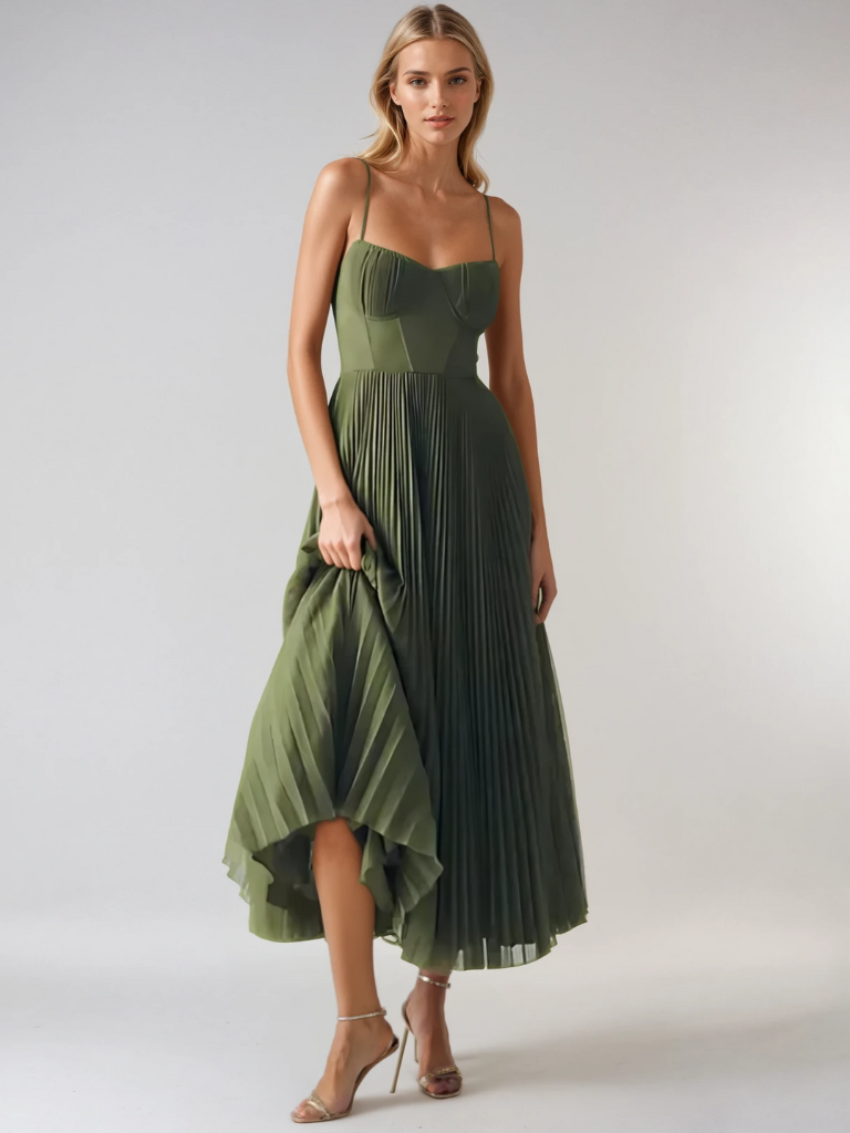 Women's Dress |Strappy Maxi Pleated Skirt
