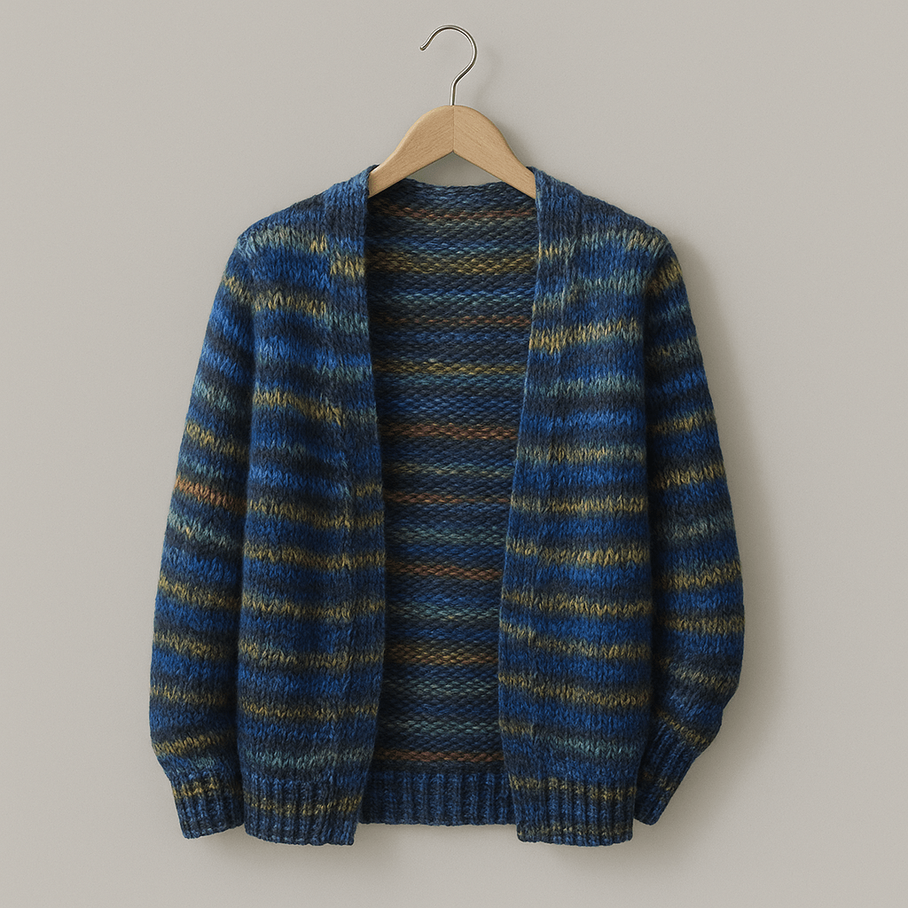 Women's multicoloured striped cardigan with long sleeves and button front