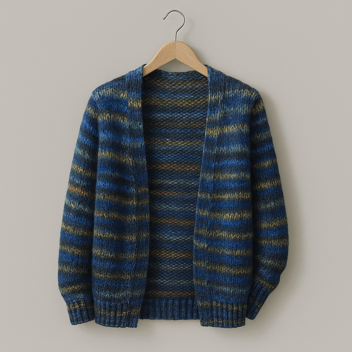 Women's multicoloured striped cardigan with long sleeves and button front