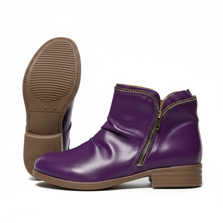 Boots For Women | Rounded Toe Side Zipper Ankle Style