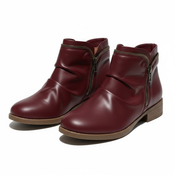 Boots For Women | Rounded Toe Side Zipper Ankle Style