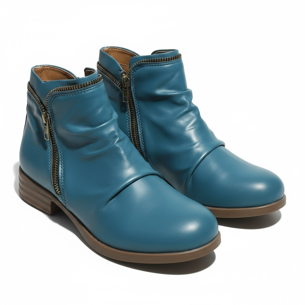 Boots For Women | Rounded Toe Side Zipper Ankle Style