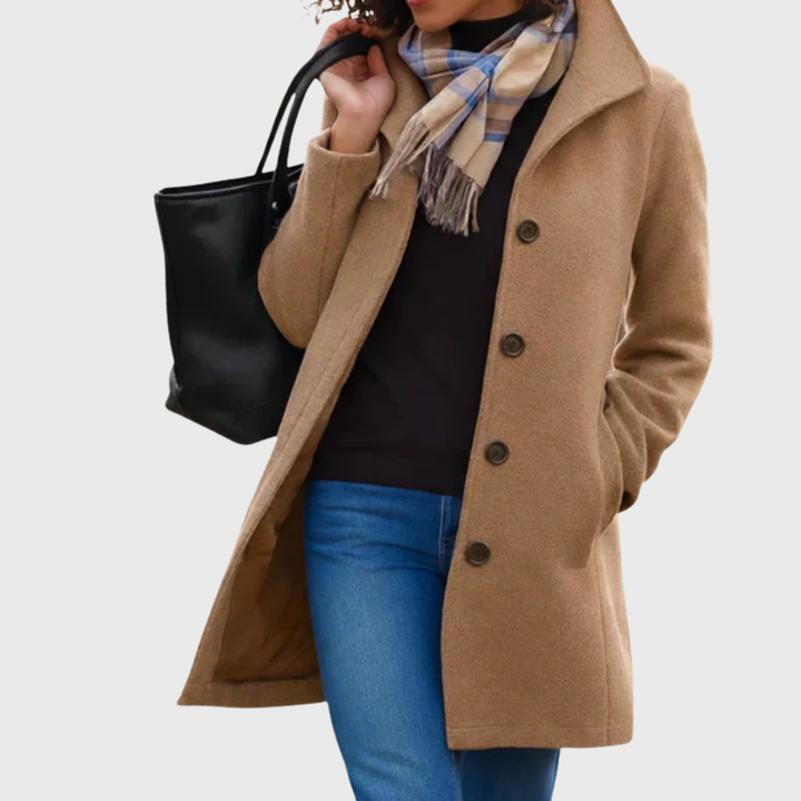 Coat for Women | Mid Length Button Front Casual