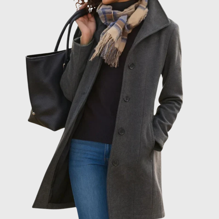 Coat for Women | Mid Length Button Front Casual