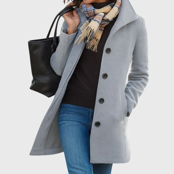 Coat for Women | Mid Length Button Front Casual
