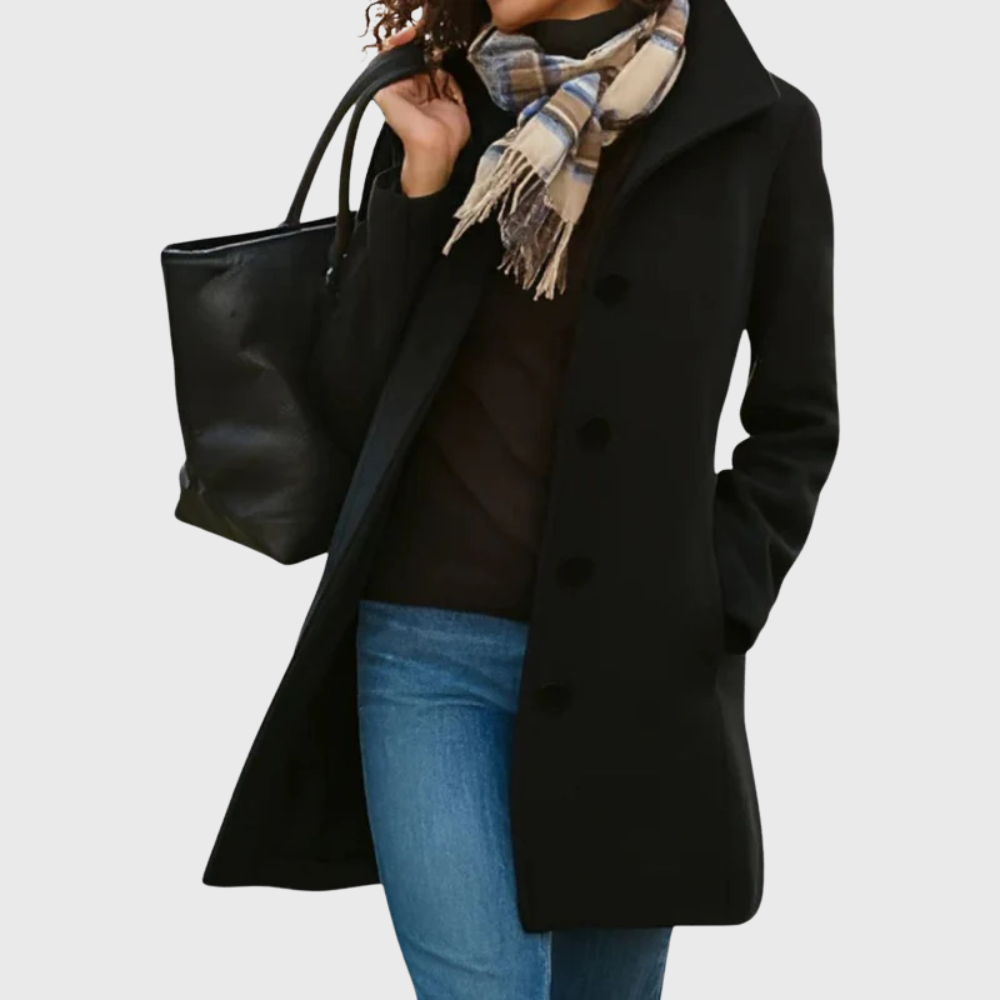 Coat for Women | Mid Length Button Front Casual