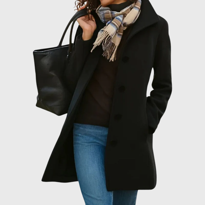 Coat for Women | Mid Length Button Front Casual