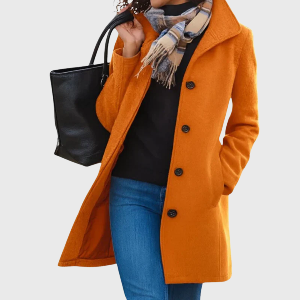 Coat for Women | Mid Length Button Front Casual