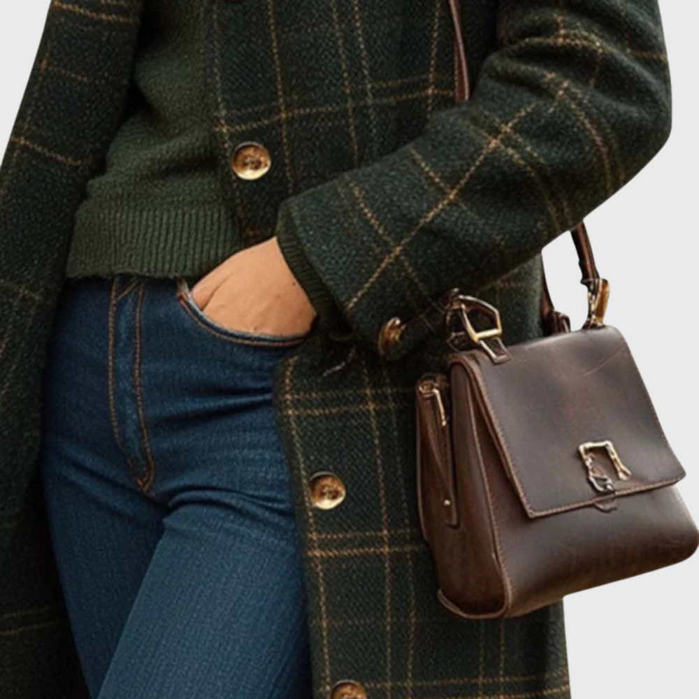 Coat for Women | Button Front Mid Length Plaid