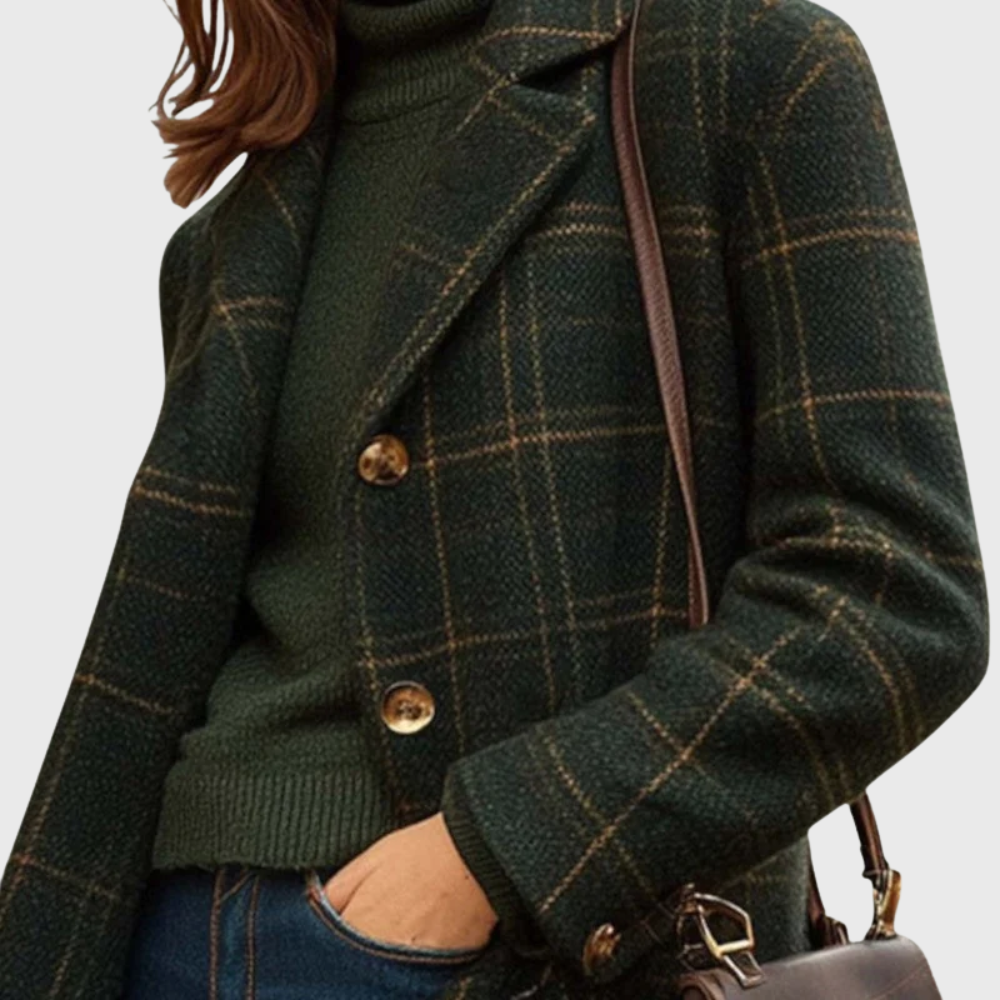 Coat for Women | Button Front Mid Length Plaid