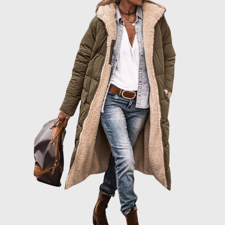 Coat for Women | Long Hooded Mid Length