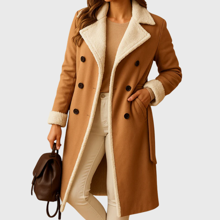 Coat for Women | Double Breasted with Lapel Collar