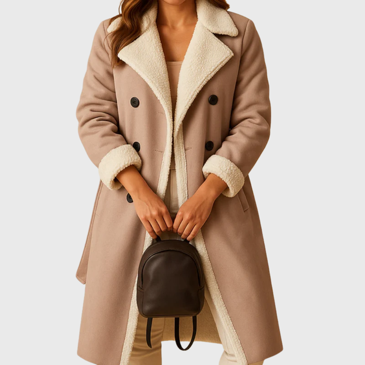 Coat for Women | Double Breasted with Lapel Collar