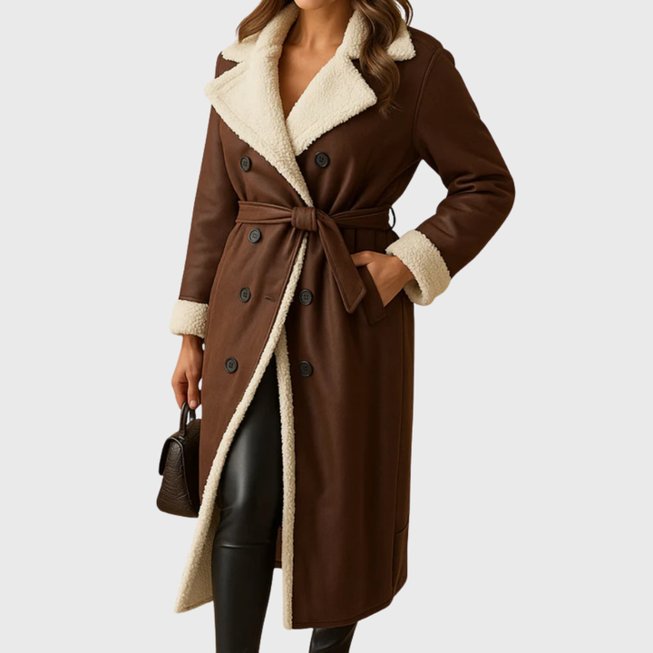 Coat for Women | Double Breasted with Lapel Collar