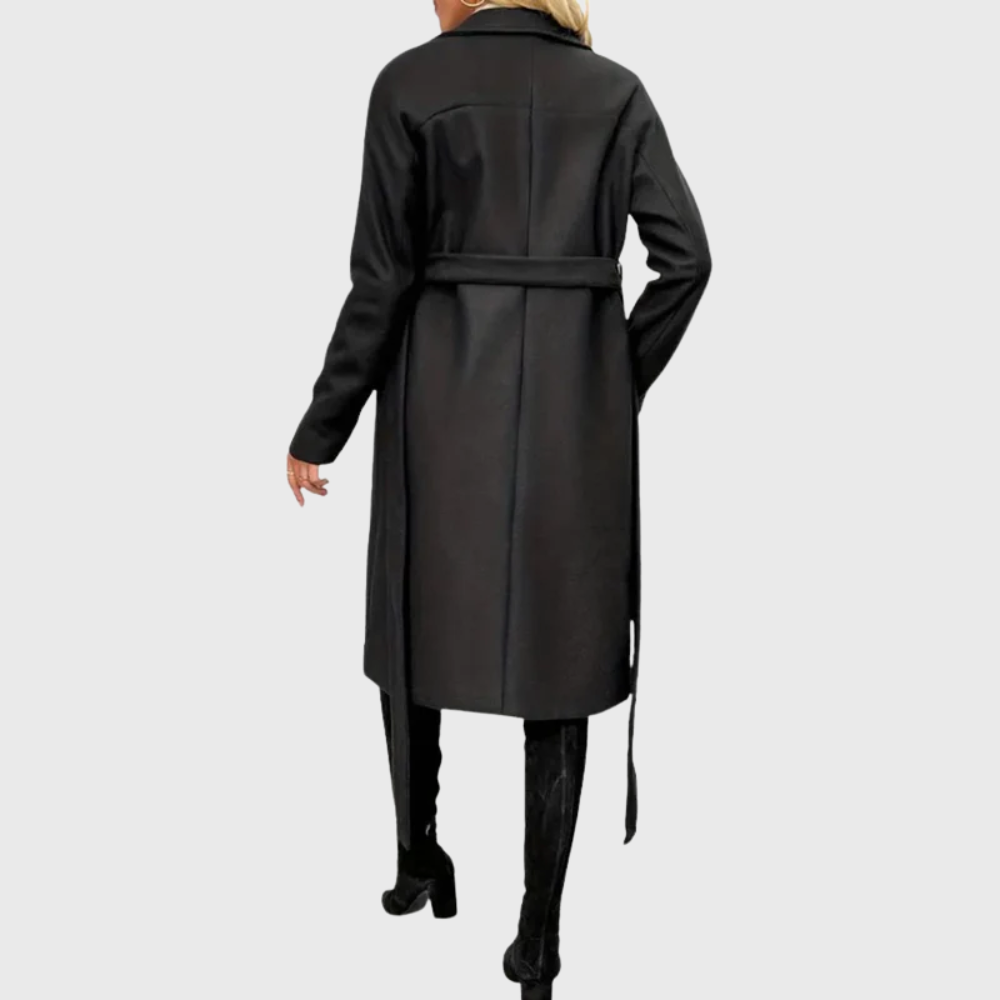 Coat for Women | Long Belted Lapel Outerwear
