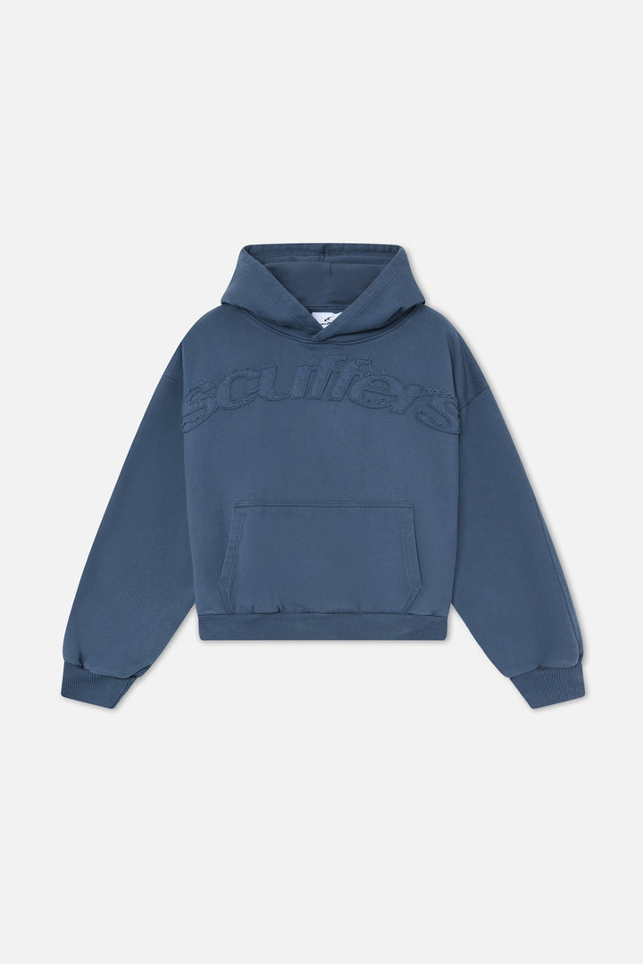 Unisex hooded hoodie with long sleeves, tonal chest graphic and front pouch pocket