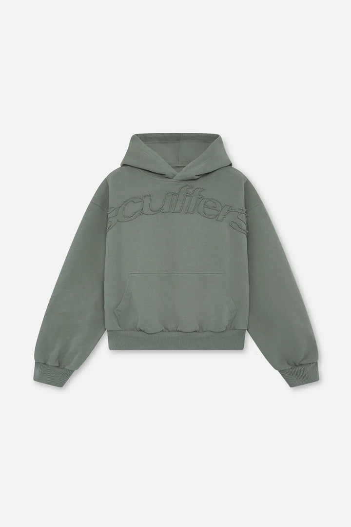 Unisex hooded hoodie with long sleeves, tonal chest graphic and front pouch pocket