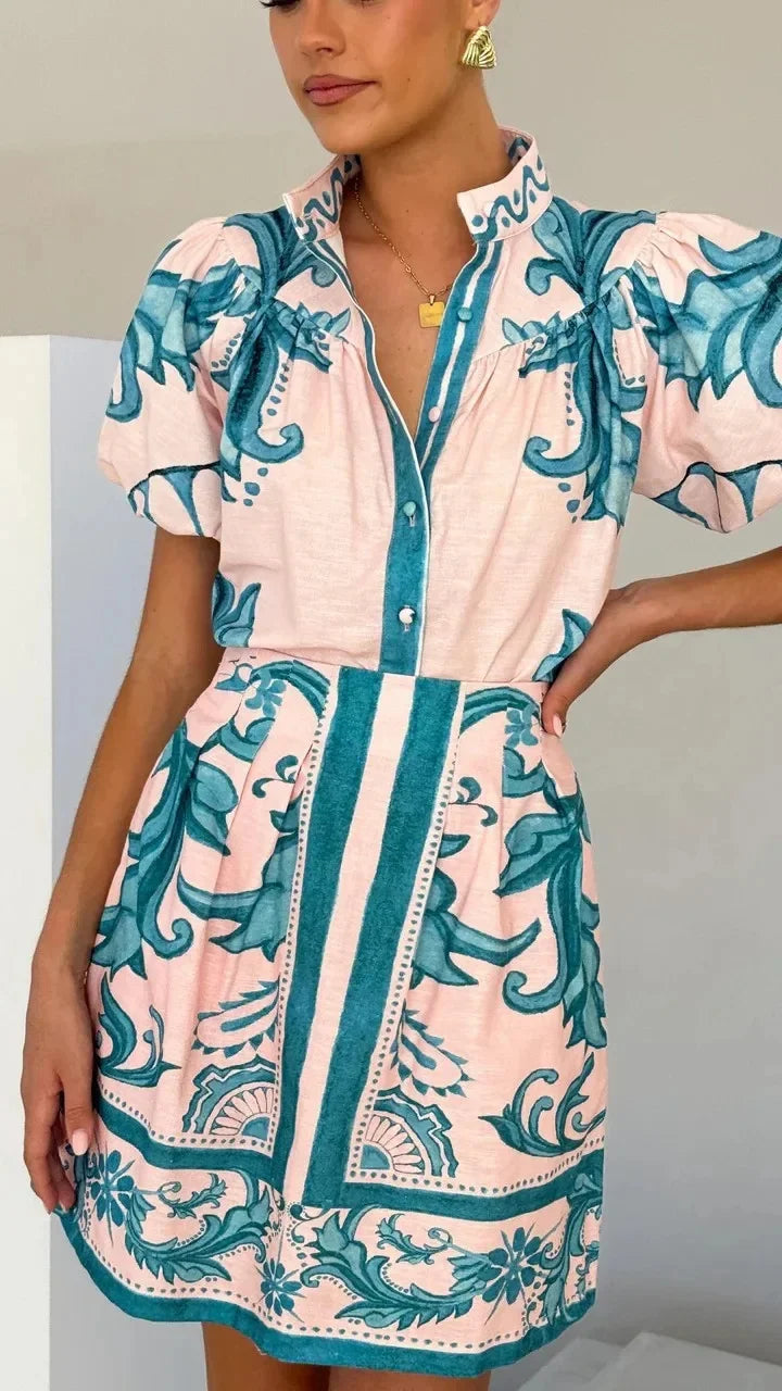 Women's Mini Sundress | Floral Puff Sleeve Style
