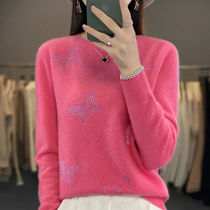 Sweater for Women | Patterned Butterfly Shapes