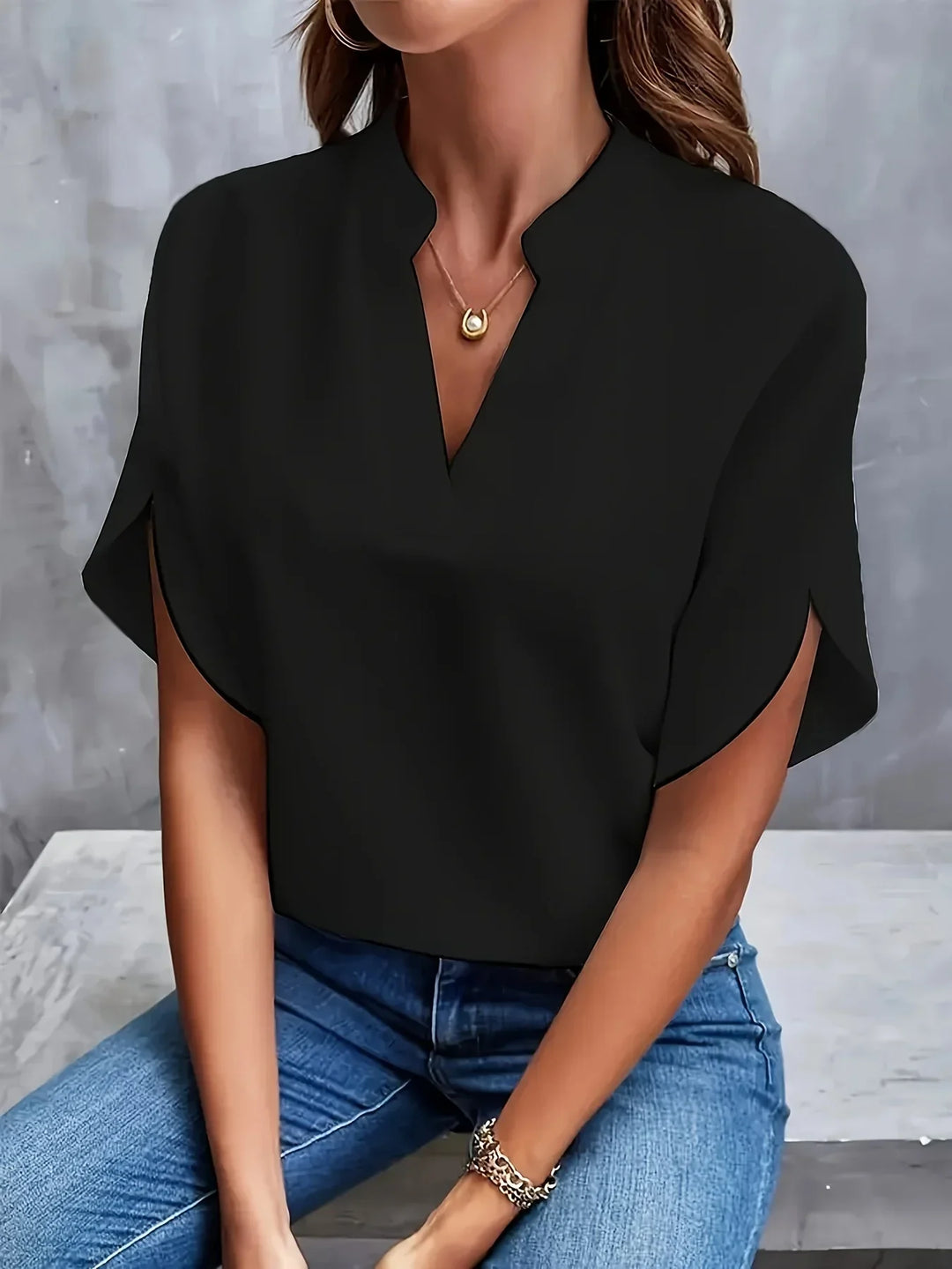 Blouse for Women | Split Neck Short Sleeve