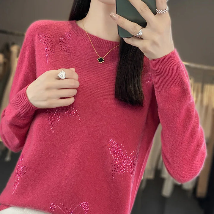 Sweater for Women | Patterned Butterfly Shapes