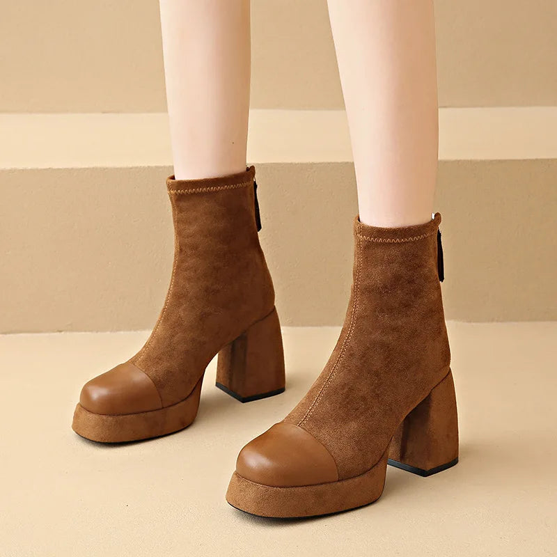 Boots For Women | Rounded Toe with Block Heel