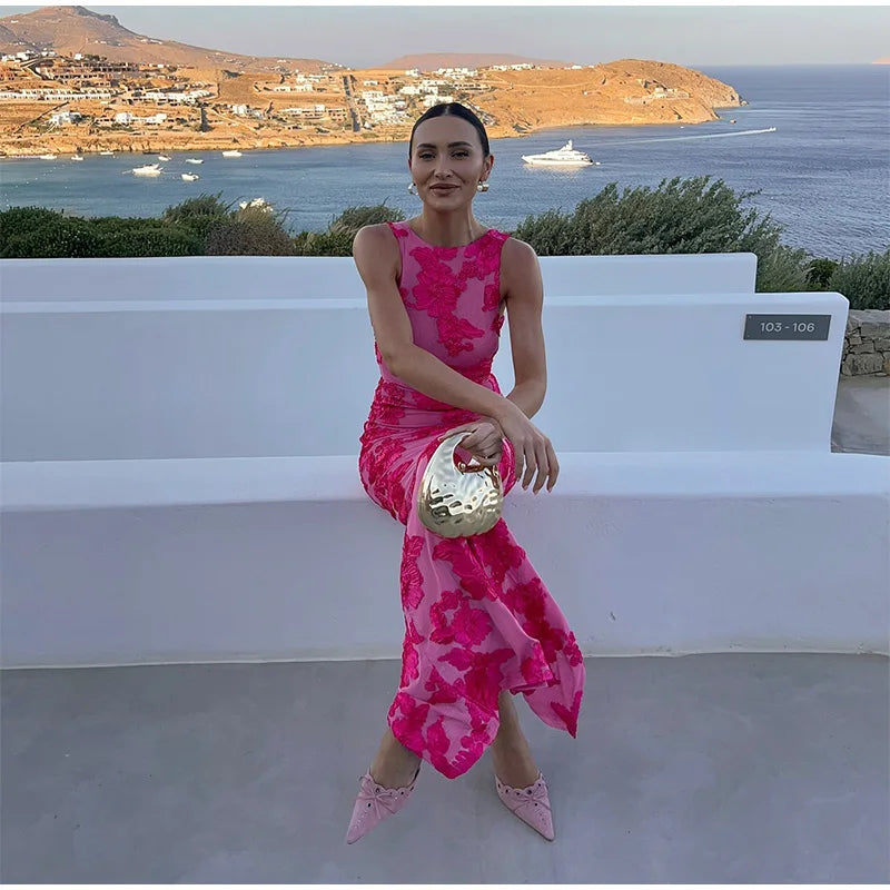 Women's Maxi Dress | Floral Print Fitted Silhouette