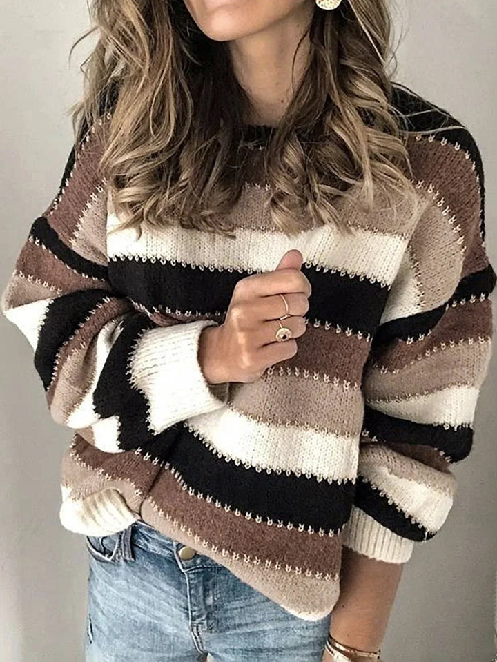 Sweater for Women | Crew Neck Stripe Pattern