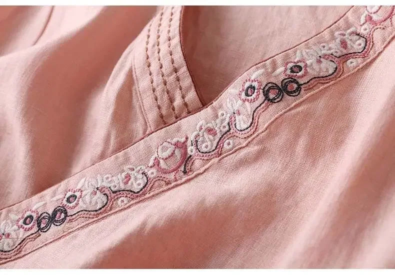 Women’s Blouse | Embroidered V-Neckline