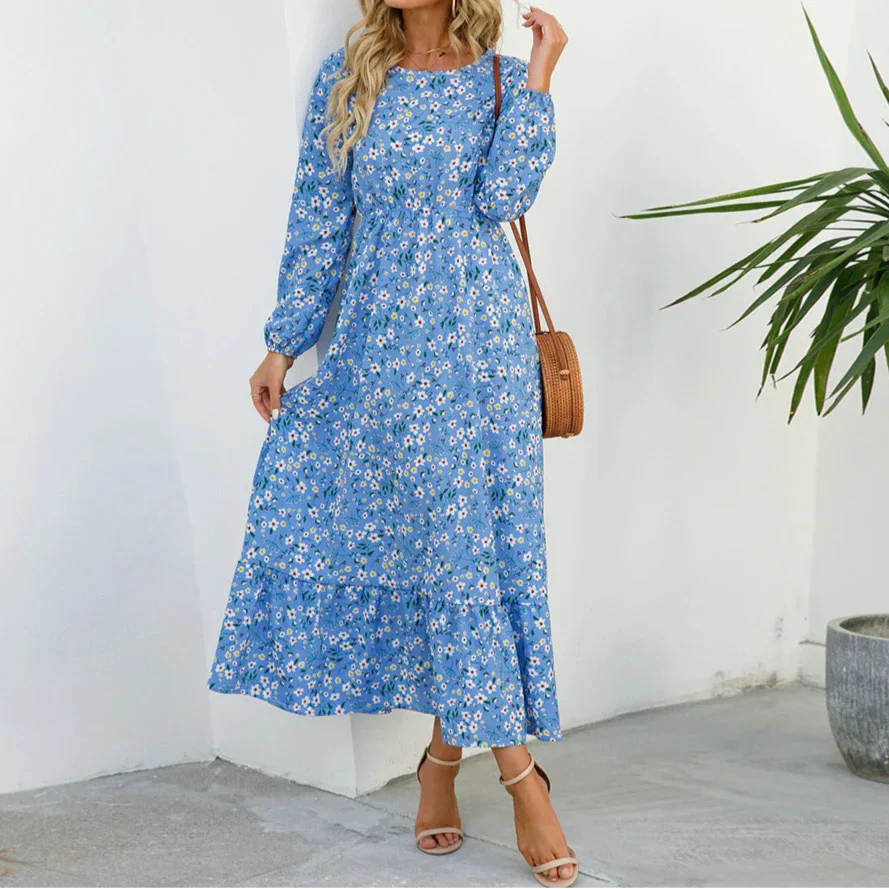 Summer Dress for Women | Maxi Long Sleeve Floral Dress