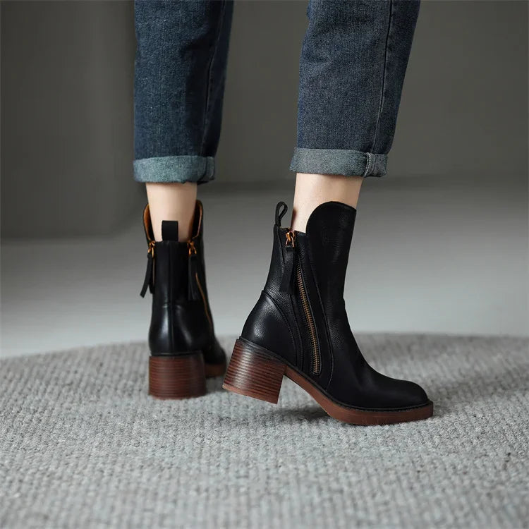 Boots for Women | Side Zip Block Heel