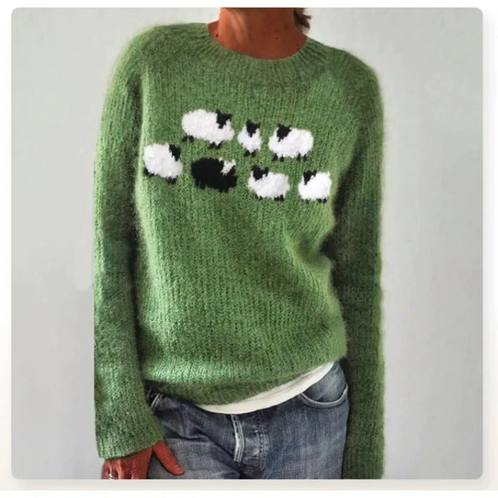 Women's Fair Isle crew neck jumper with long sleeves and patterned yoke