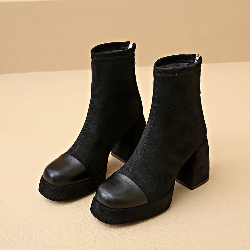 Boots For Women | Rounded Toe with Block Heel
