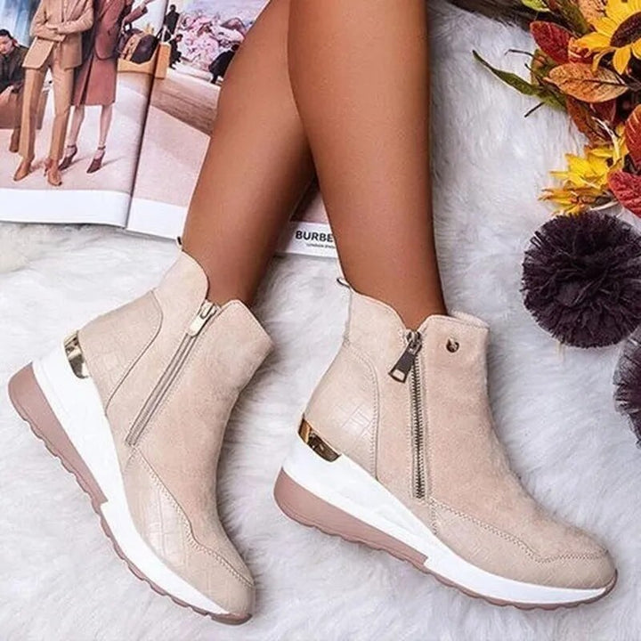 Boots For Women | Platform Sole Side Zip Ankle Style
