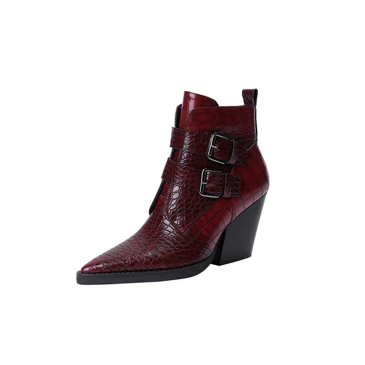 Boots For Women | Textured Upper Buckle Ankle Style