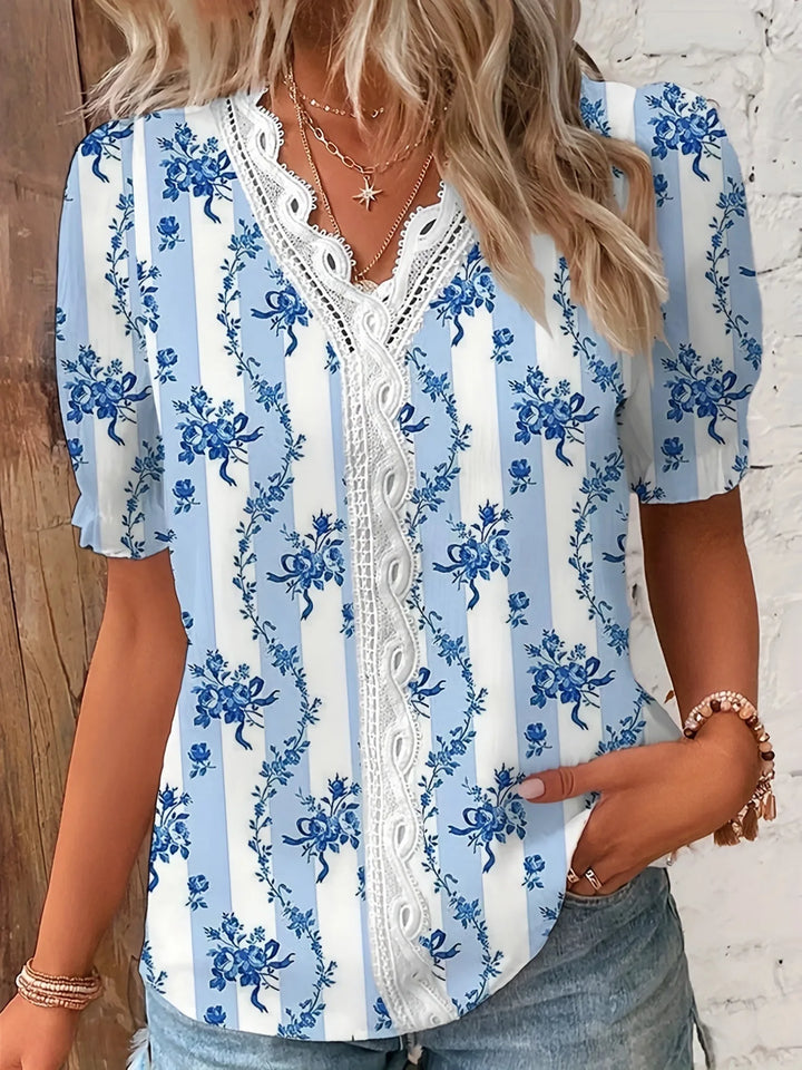 Woman's Blouse | V-Neck Floral Lace