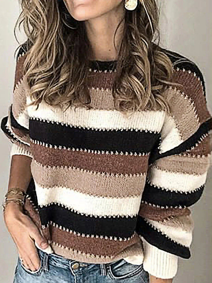 Sweater for Women | Crew Neck Stripe Pattern